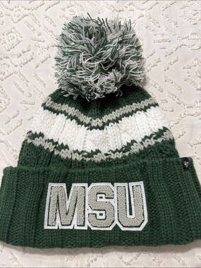 47 Brand Women's Michigan State Spartans Emma Cuffed Knit Pom Beanie NWT